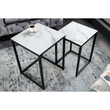 Bijzettafel 2-delige set Elegance Wit 40cm - 42176