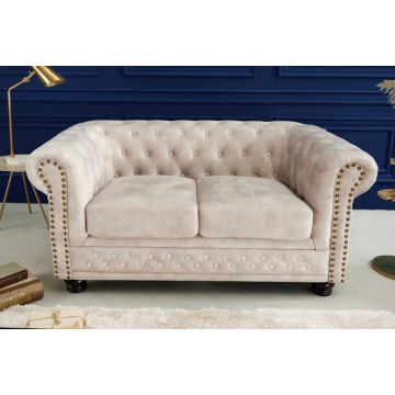 Bank 2-zits Chesterfield Champagne Fluweel - 42311