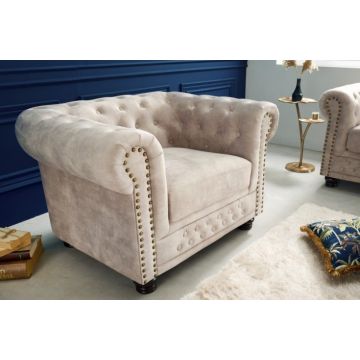 Fauteuil Chesterfield Champagne Fluweel - 42312