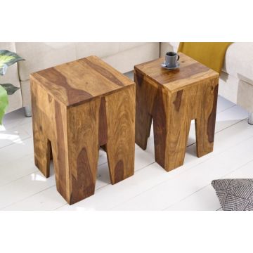 Bijzettafel 2-delige set Jungle 35cm Massief Sheesham Hout - 42540