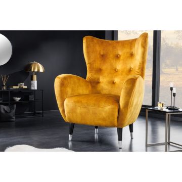 Fauteuil Don Mosterdgeel Fluweel - 42640