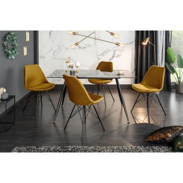 Eetkamerstoel Scandinavia Mosterdgeel Fluweel- 43063
