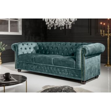 Bank Chesterfield Petrol 205cm Fluweel - 43091