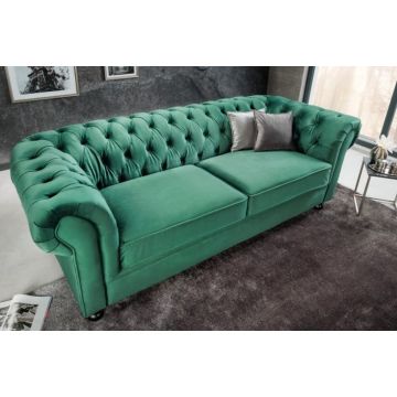 Bank 3-zits Chesterfield Windsor Groen 190cm Fluweel - 43116