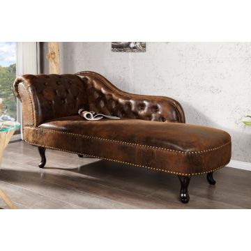 Chaise Longue Recamiere Chesterfield Bruin 170cm - 21628