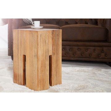 Bijzettafel Castle 45cm Massief Acacia Hout - 36440