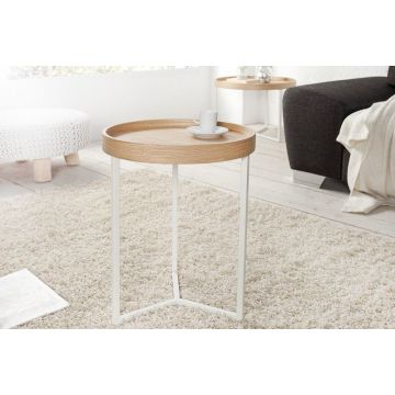 Bijzettafel Modular Wit 40cm Eiken Met Afneembaar Dienblad- 36717