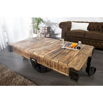 Salontafel Railway 120cm Massief Mango Hout - 36788