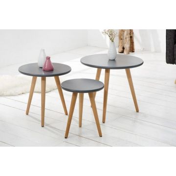 Bijzettafel 3-delig Scandinavia Antraciet - 37027