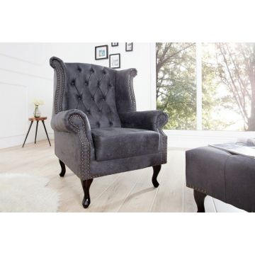 Fauteuil Chesterfield Antiek Grijs - 37473