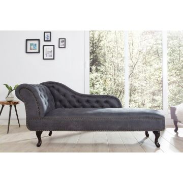 Chaise Longue Recamiere Chesterfield Grijs 170cm - 37475