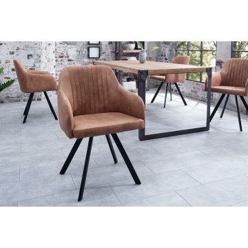 Eetkamerstoel Lucca Vintage Bruin Met Armleuning - 38308