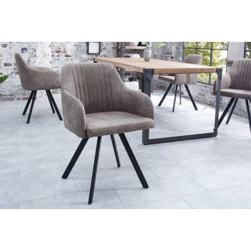 Eetkamerstoel Lucca Antiek Taupe Met Armleuning - 38309