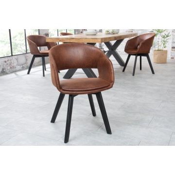 Eetkamerstoel Nordic Star Antiek Bruin met Armleuning - 43422