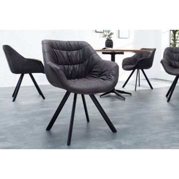 Eetkamerstoel Dutch Comfort Antiek Grijs Met Armleuning - 37610