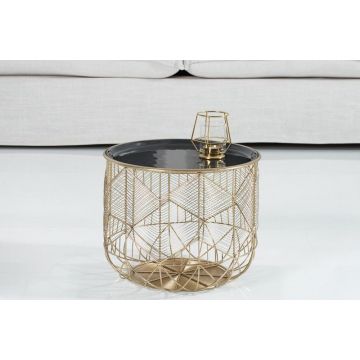 Bijzettafel Storage Grijs/Goud 36cm - 38566
