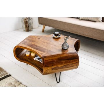 Salontafel Spin 90cm Massief Sheesham Hout - 38901