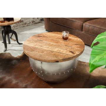 Bijzettafel Drump Storage Natuur 68cm Massief Mango Hout - 38949