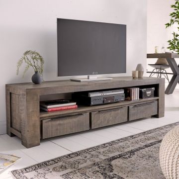 TV Meubel Iron Craft 170cm Grijs Massief Mango Hout - 39279