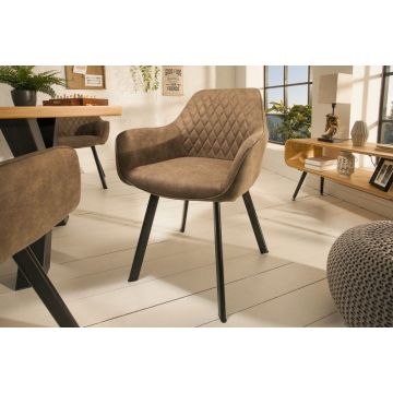 Eetkamerstoel Palermo Taupe Met Armleuning - 39343