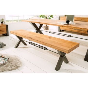 Eetkamerbank Thor 180cm Massief Wild Eiken Hout - 38807
