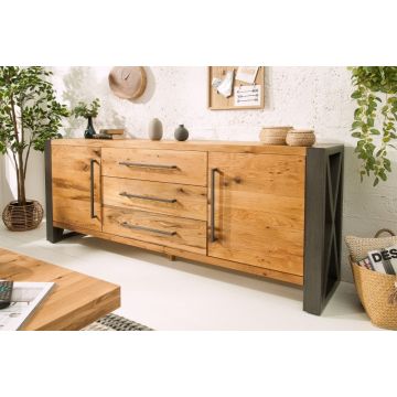 Dressoir Thor 200cm Massief Wilde Eiken Hout - 38809