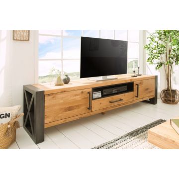 TV-meubel Thor 200cm Massief Eiken Hout - 38810