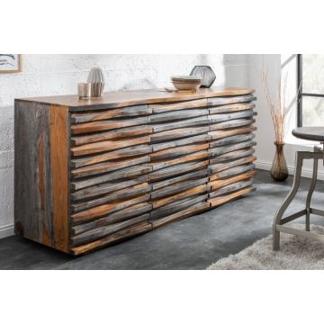 Dressoir Relief Grijs 160cm Massief Sheesham Hout - 39746