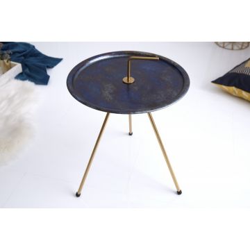Bijzettafel Simply Clever Blauw/Goud 42cm Met Handgreep - 39493