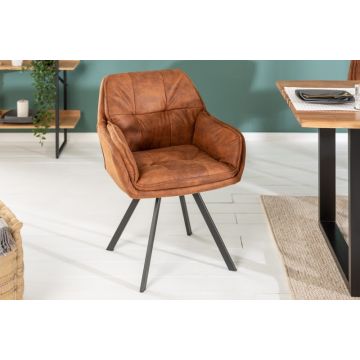 Eetkamerstoel Lounger Lichtbruin Met Armleuning - 39838