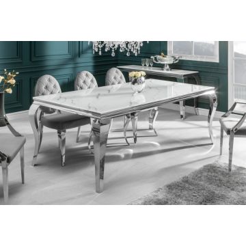 Eettafel Moderne Barok Zilver 200cm Marmer - 39996