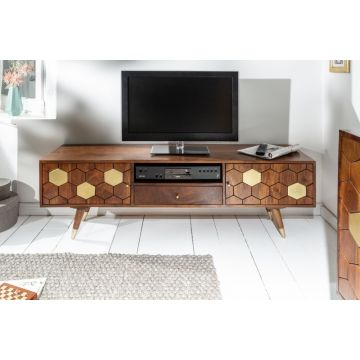 Tv-meubel Mystic Living 140cm Massief Acacia Hout - 39949