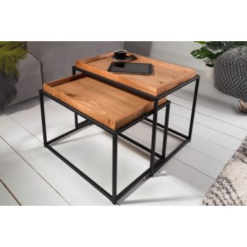 Salontafel 2-delig 60cm Eiken - 39718