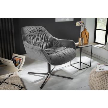 Fauteuil Big Dutch Grijs Fluweel met Armleuning - 40009