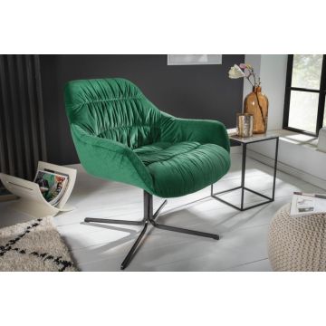 Fauteuil Big Dutch Smaragdgroen Fluweel met Armleuning - 40011