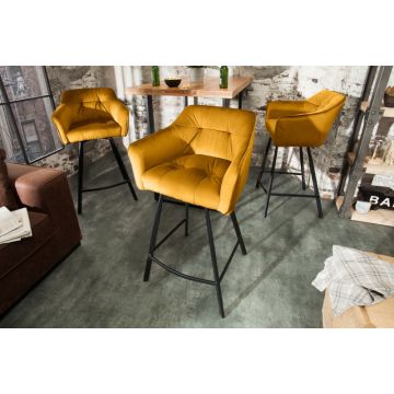 Barkruk Loft Mosterdgeel Fluweel - 40308