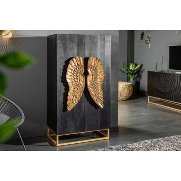 Kast Angel Zwart 70cm Massief Mango Hout - 40056