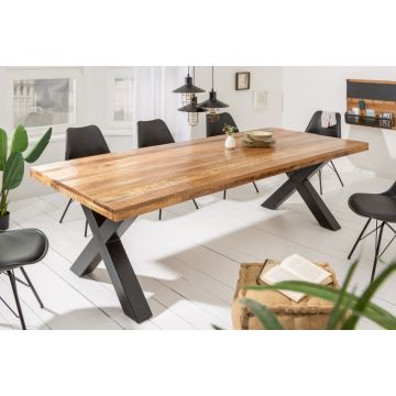 Eettafel Iron Craft X II 240cm Massief Mango Hout - 40057