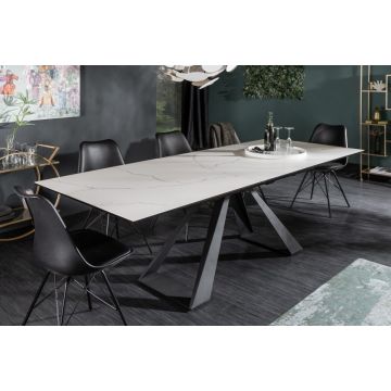 Eettafel Concord Wit 180-230cm Keramiek Marmerlook - 40646