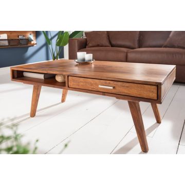 Salontafel Retro 100cm Massief Sheesham Hout - 40278