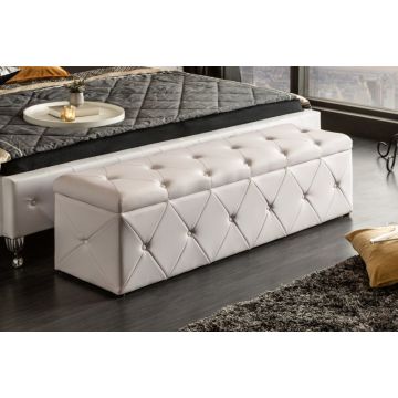 Bank Chesterfield Wit 140cm met opbergruimte - 40136