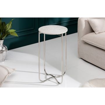 Bijzettafel Noble I Wit 35cm Marmer Met Afneembaar Blad - 40365