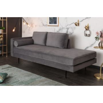 Chaise Longue Diva Grijs 196cm Fluweel - 40603