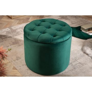 Poef Modern Barock Donkergroen 50cm Fluweel - 40737