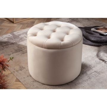 Poef Modern Barock Beige 50cm Fluweel - 40738