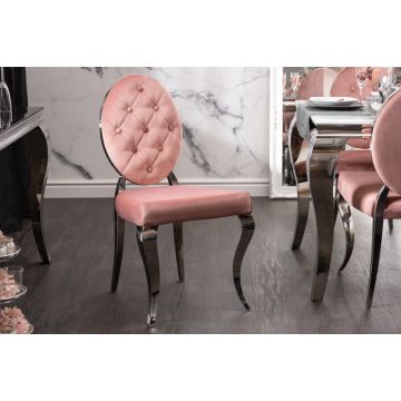 Eetkamerstoel Modern Barock Oudroze Fluweel - 40798