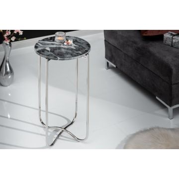 Bijzettafel Noble Grijs 35cm Marmer - 40367