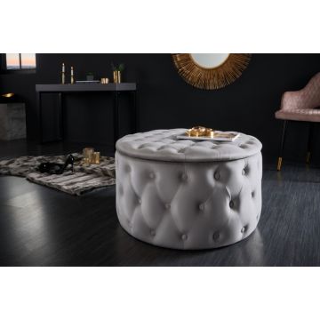 Hocker Modern Barock Grijs 75cm Fluweel - 40742