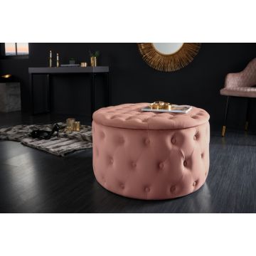 Hocker Modern Barock Roze 75cm Fluweel - 40744