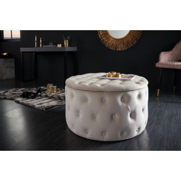 Hocker Modern Barock Beige 75cm Fluweel - 41639